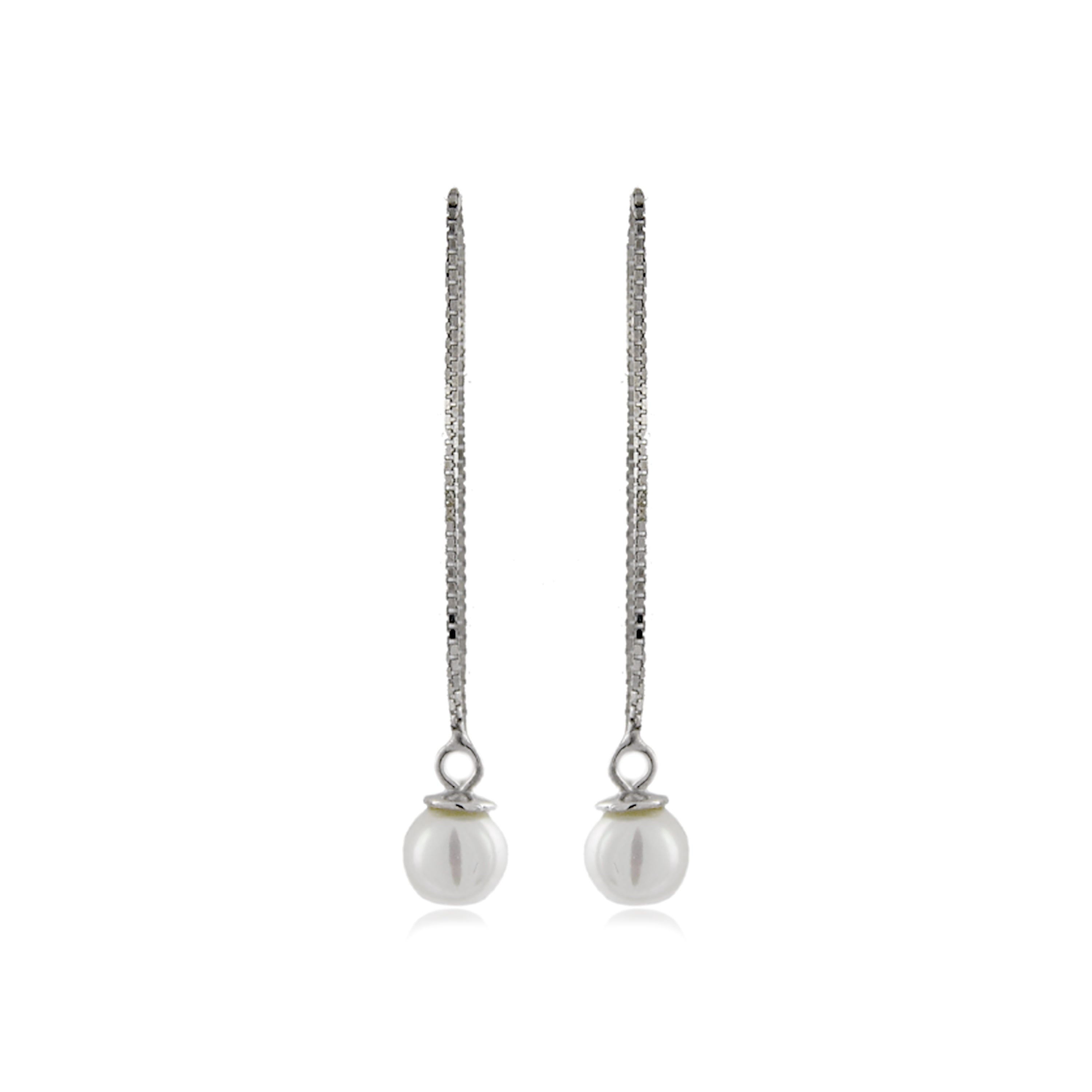 925 Sterling Silver Earrings with White Pearl finished in rhodium - Yedia