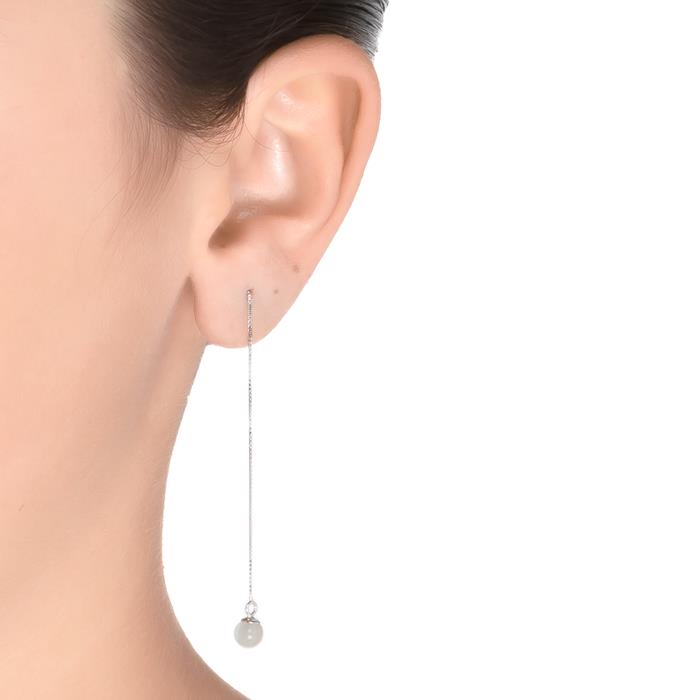 925 Sterling Silver Earrings with White Pearl finished in rhodium - Yedia