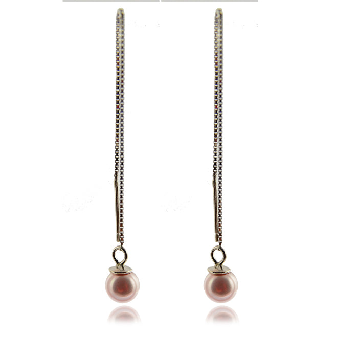 925 Sterling Silver Earrings with White Pearl finished in rhodium - Yedia