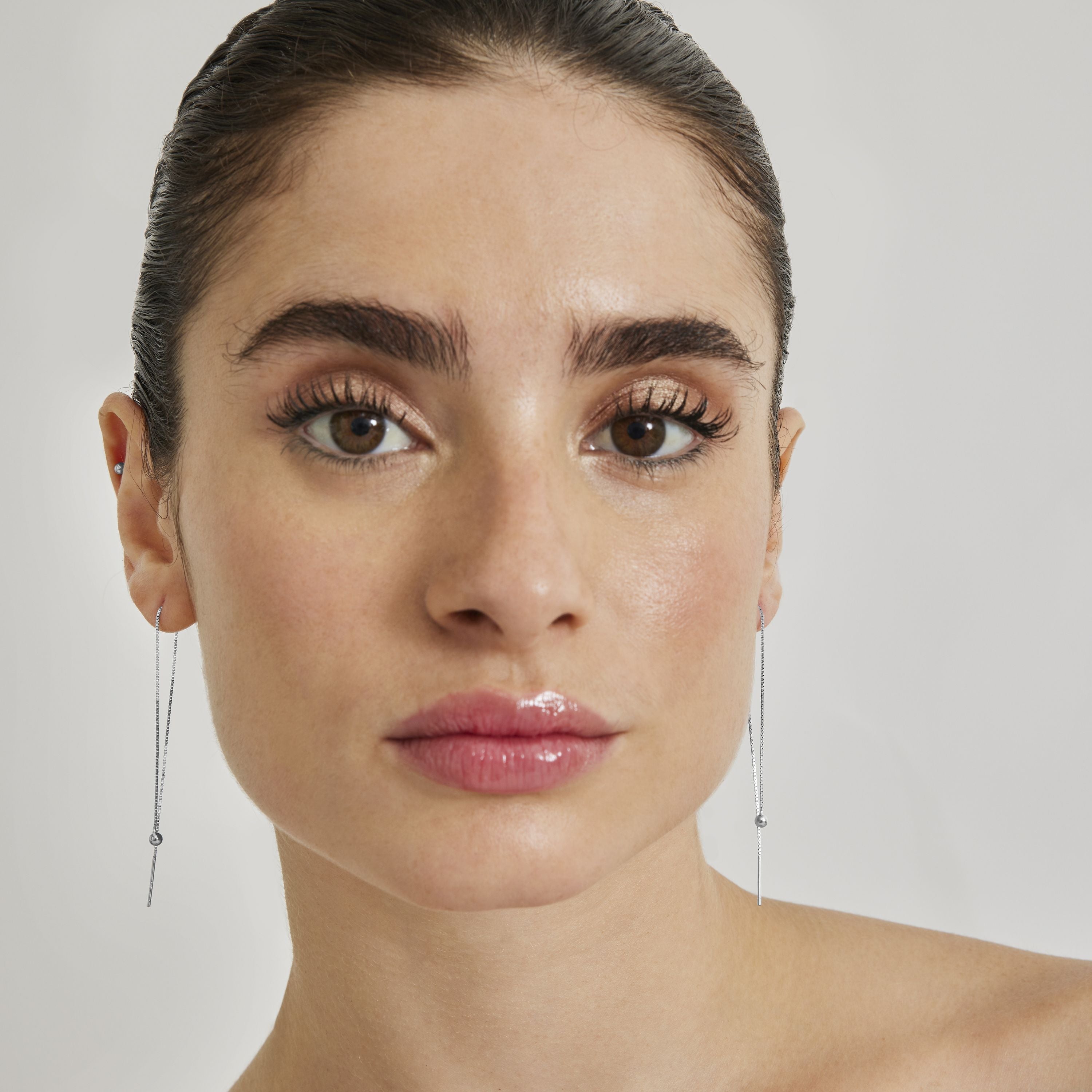 Boucles d'oreilles en argent sterling 925 finies en rhodium - Yedia