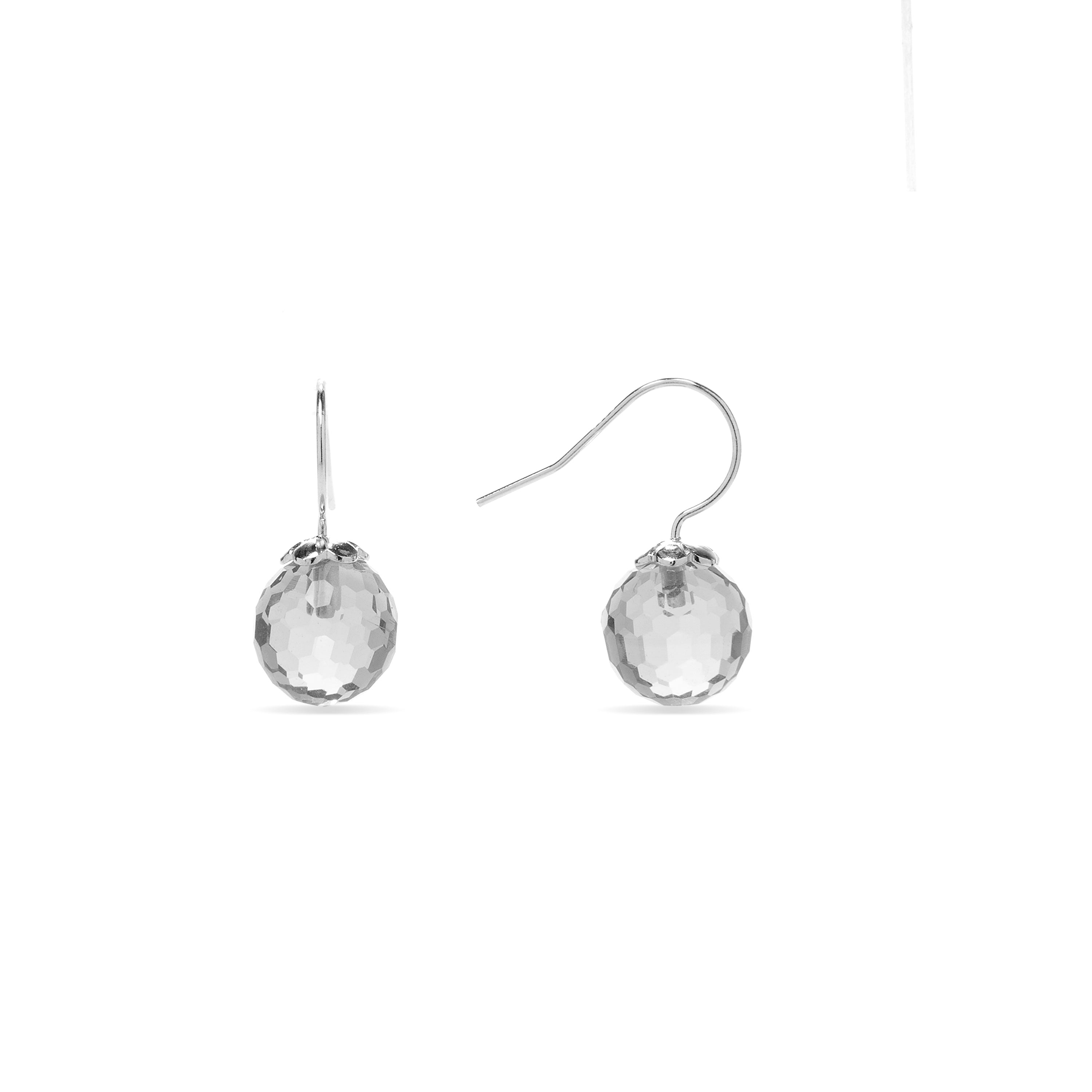 Zilveren 925 Oorbellen met Bergkristal en Moederparel afgewerkt in rhodium - Geel