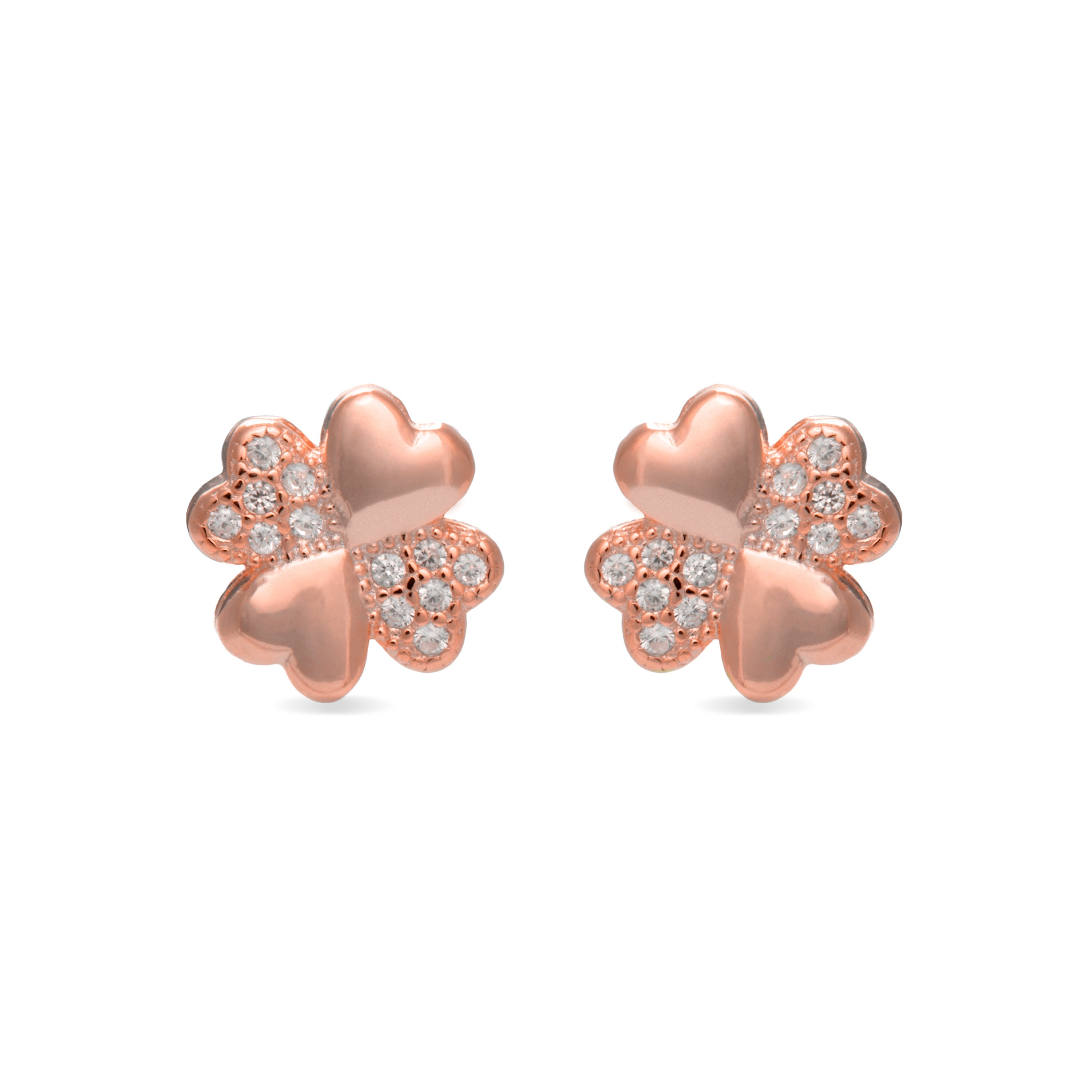 Boucles d'oreilles en argent sterling 925 avec zircon brillant, finies en or rose 18K - Hatua
