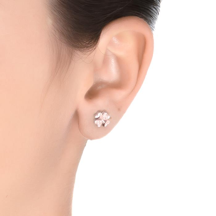 Boucles d'oreilles en argent sterling 925 avec zircon brillant, finies en or rose 18K - Hatua