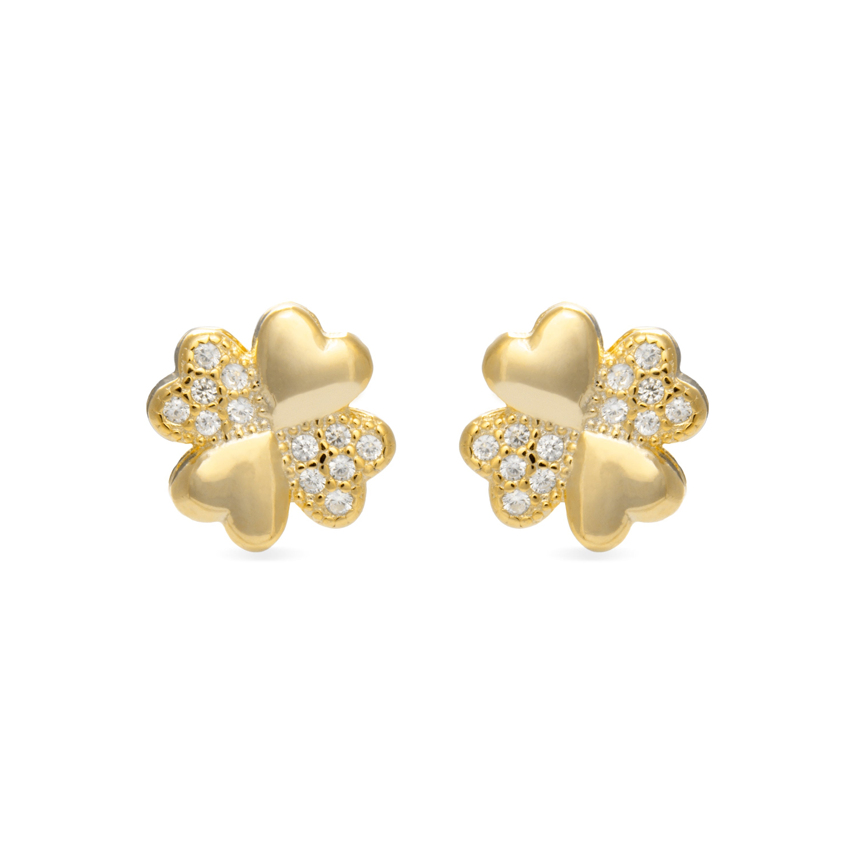 Boucles d'oreilles en argent sterling 925 avec zircon brillant, finies en or jaune 18K - Hatua