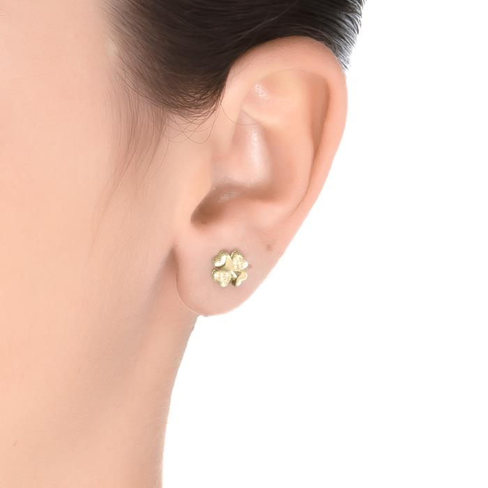 Boucles d'oreilles en argent sterling 925 avec zircon brillant, finies en or jaune 18K - Hatua