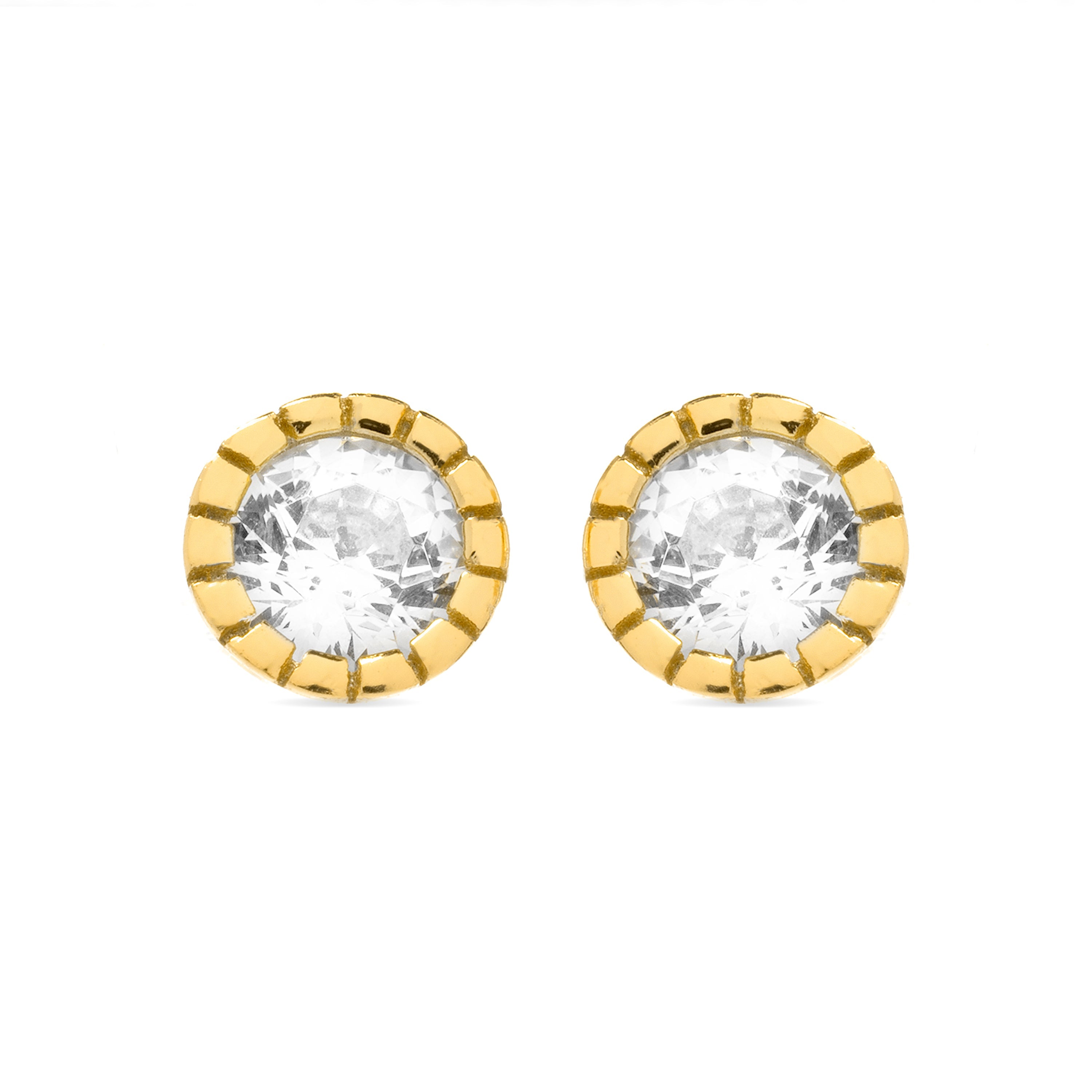Boucles d'oreilles en argent sterling 925 avec zircon brillant, finies en or jaune 18K - Naadim