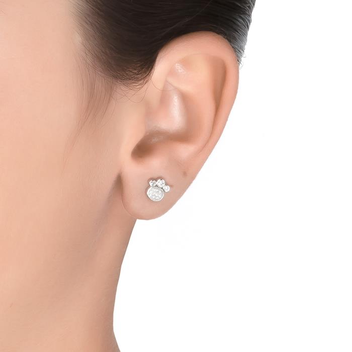 Boucles d'oreilles en argent sterling 925 avec zircon brillant, finies en rhodium - Loyauté