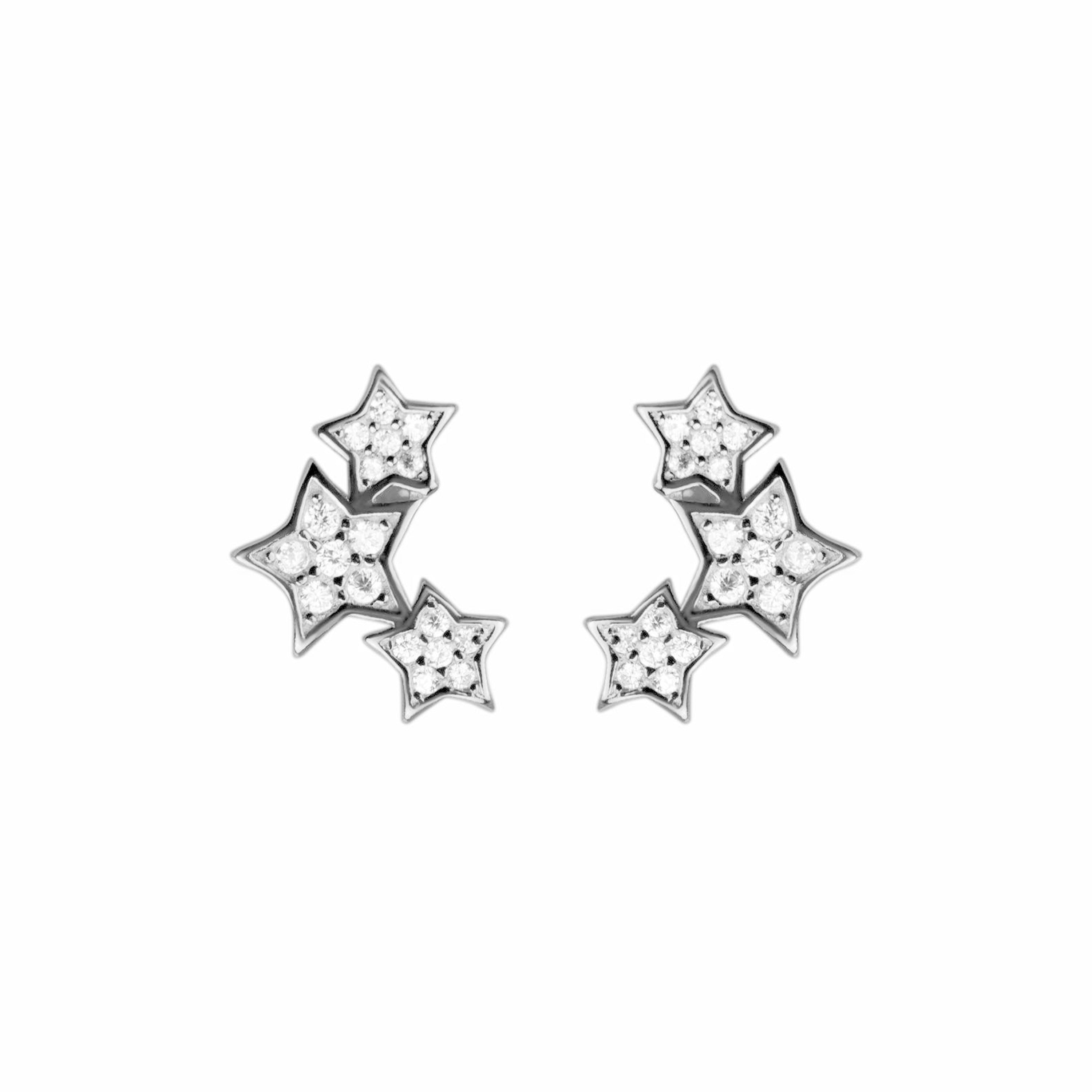 925 Sterling Silver Earrings with Brilliant Zirconia finished in Rhodium - Family