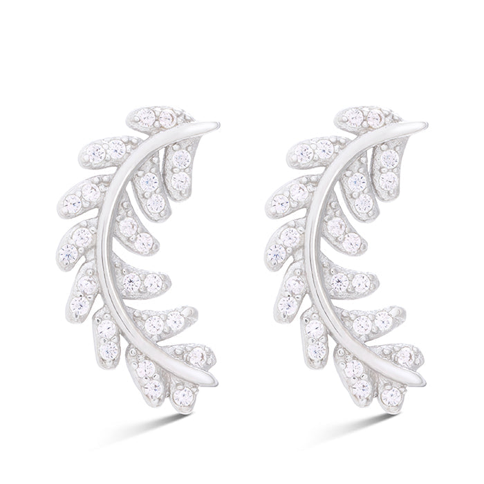 925 Sterling Silver Earrings with Brilliant Zirconia finished in Rhodium - Unyoya
