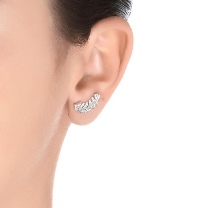 925 Sterling Silver Earrings with Brilliant Zirconia finished in Rhodium - Unyoya
