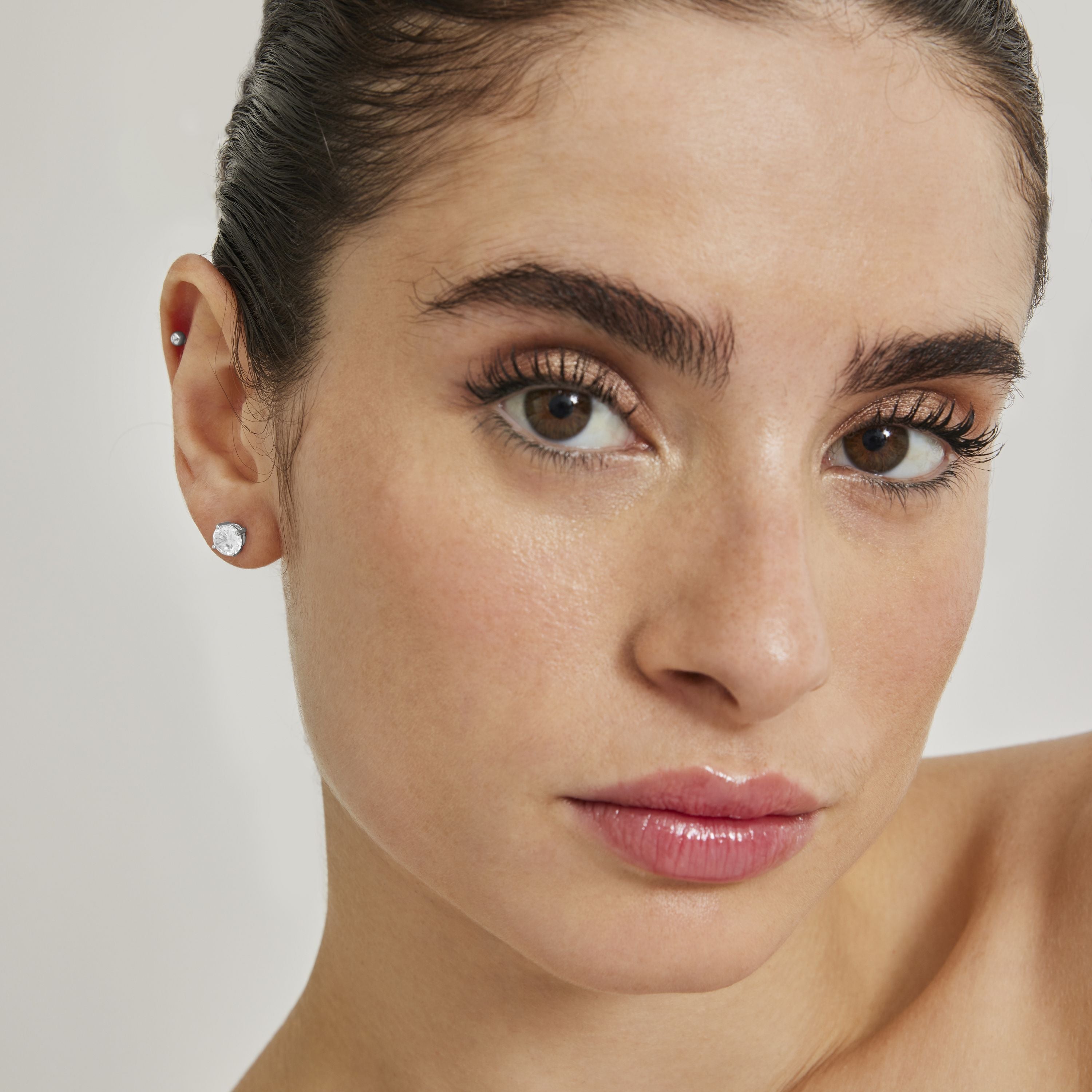 Orecchini in Argento Sterling 925 con Zirconia Cubica brillanti finiti in rodio - Base