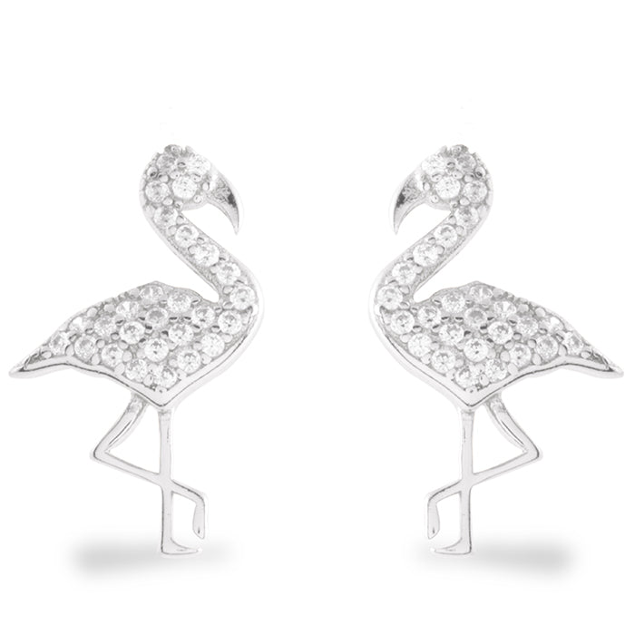 925 Sterling Silver Earrings with Brilliant Zirconia finished in Rhodium - Flamenco