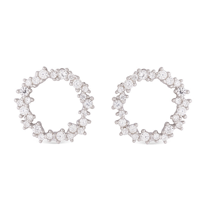 925 Sterling Silver Earrings with Brilliant Zirconia finished in Rhodium - Thilak