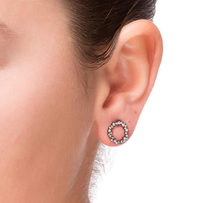 925 Sterling Silver Earrings with Brilliant Zirconia finished in Rhodium - Thilak