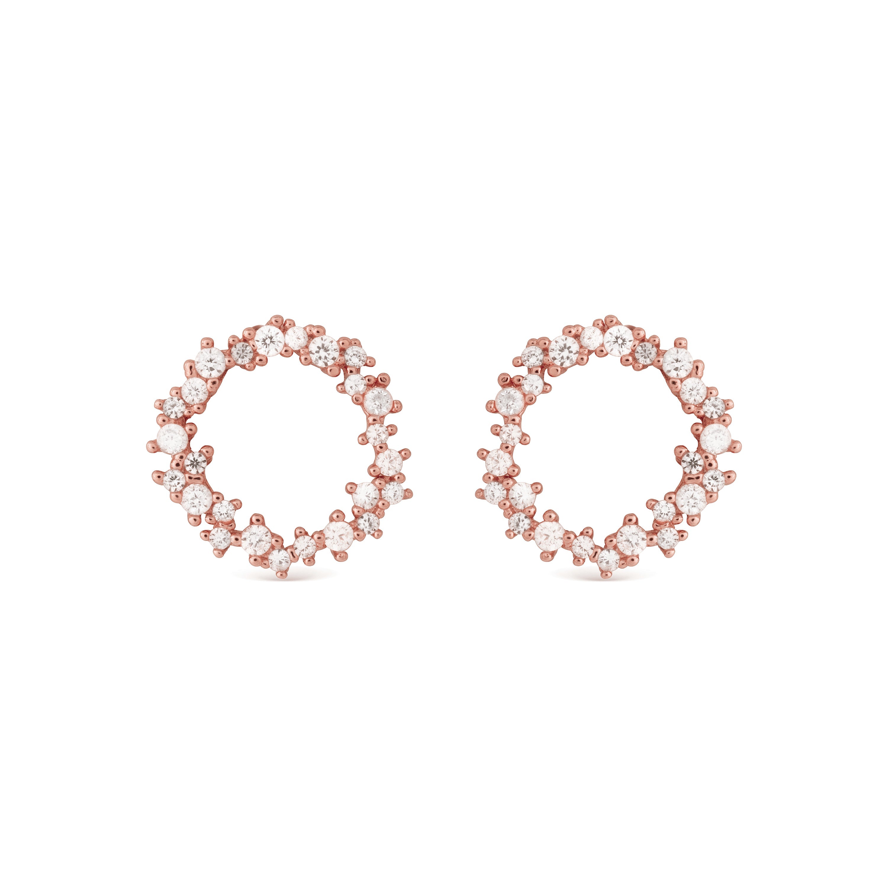 Pendientes de Plata de Ley 925 con Circonita Brillante acabados en oro rosa 18K - Thilak