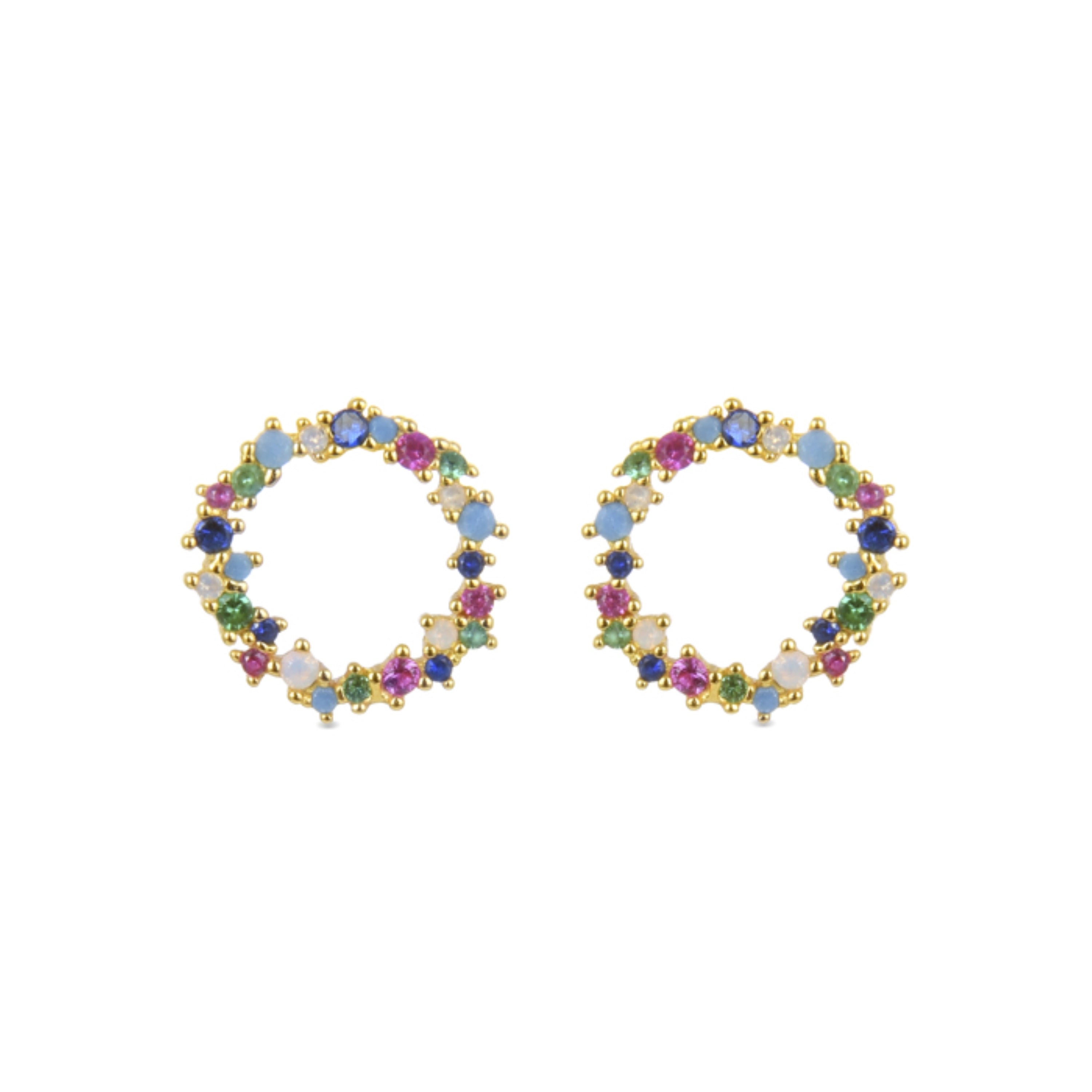 Orecchini in Argento Sterling 925 con Zirconia Multicolore finitura in oro giallo 18K - Thilak