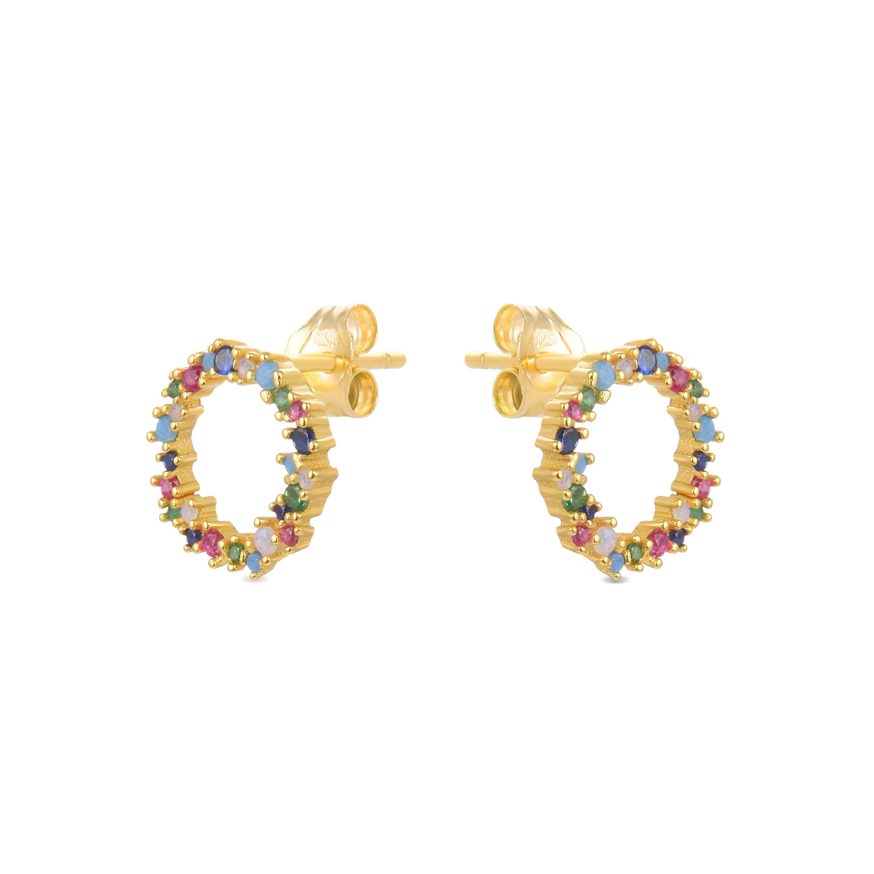 Orecchini in Argento Sterling 925 con Zirconia Multicolore finitura in oro giallo 18K - Thilak