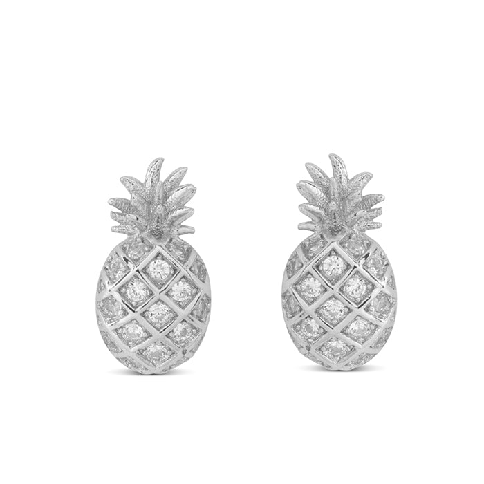 Pendientes de Plata de Ley 925 con Circonita Brillante acabados en rodio - Pineapple