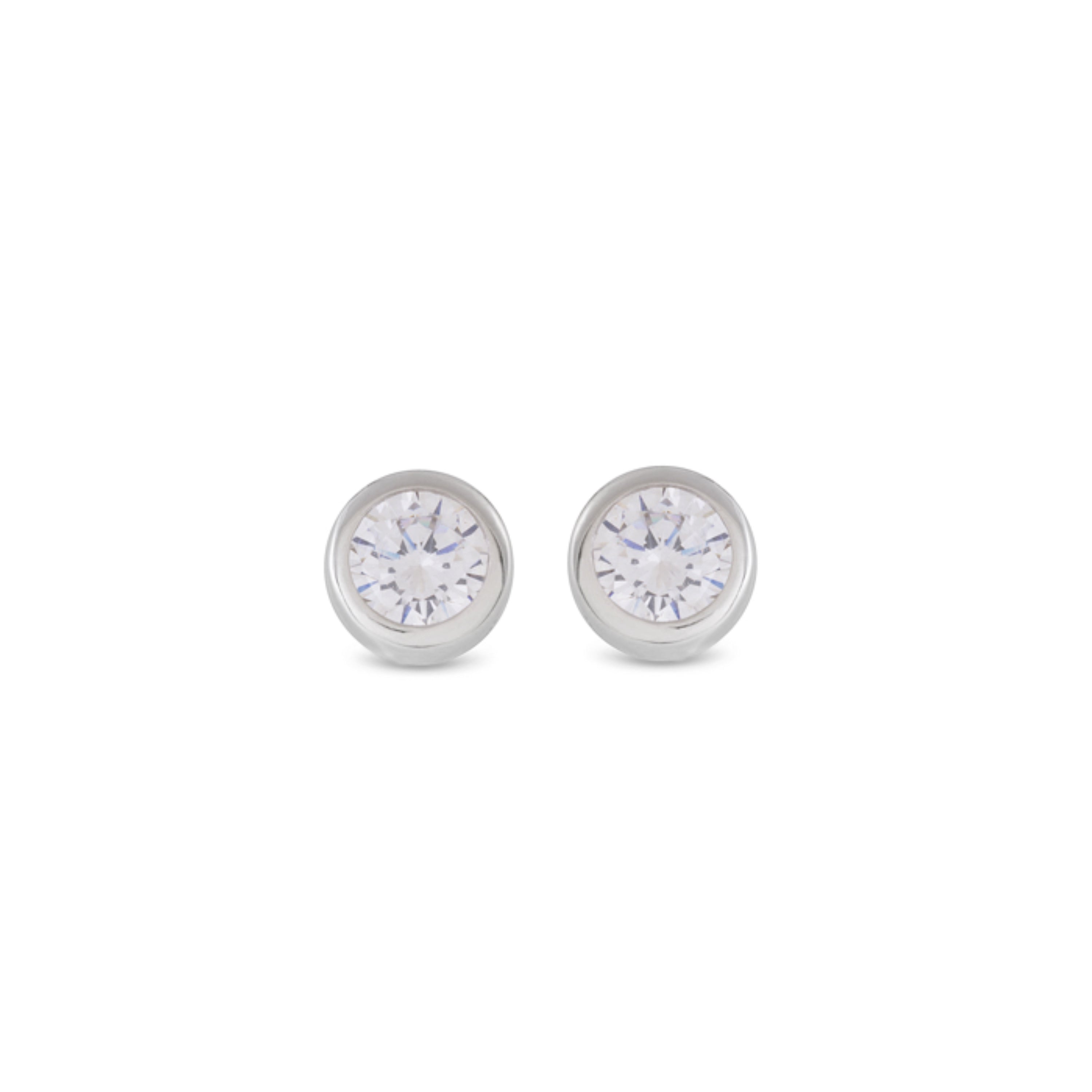 925 Sterling Silver Earrings with Brilliant Zirconia finished in Rhodium - Imrak
