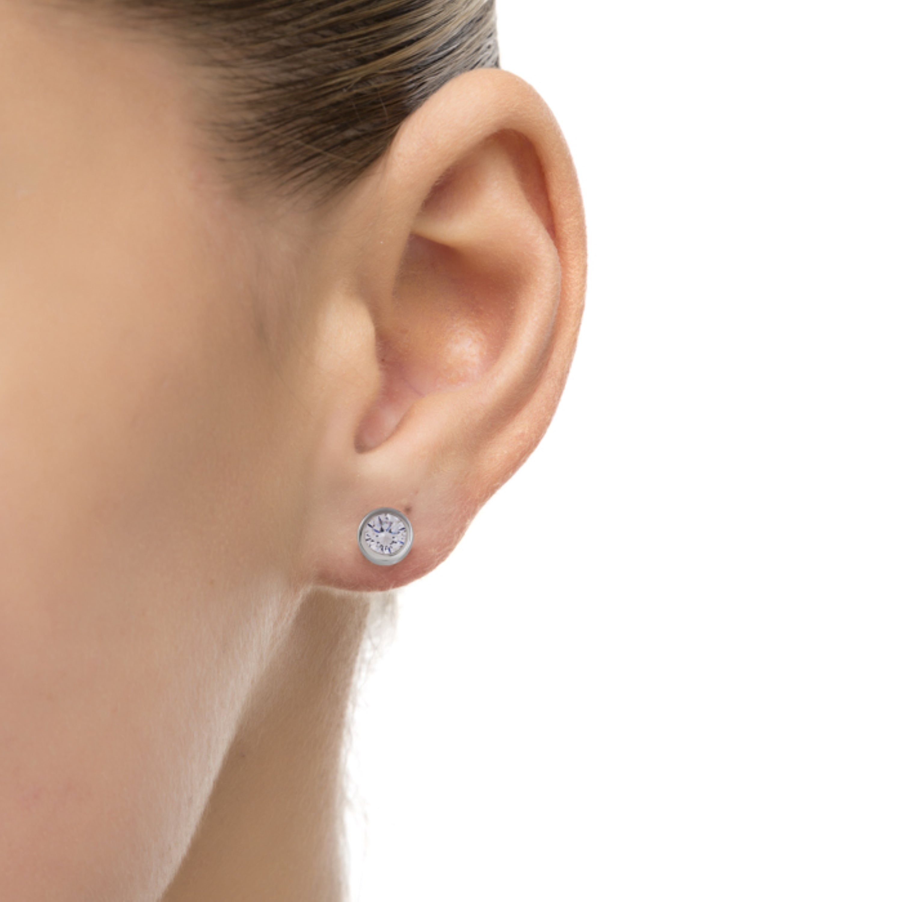 925 Sterling Silver Earrings with Brilliant Zirconia finished in Rhodium - Imrak