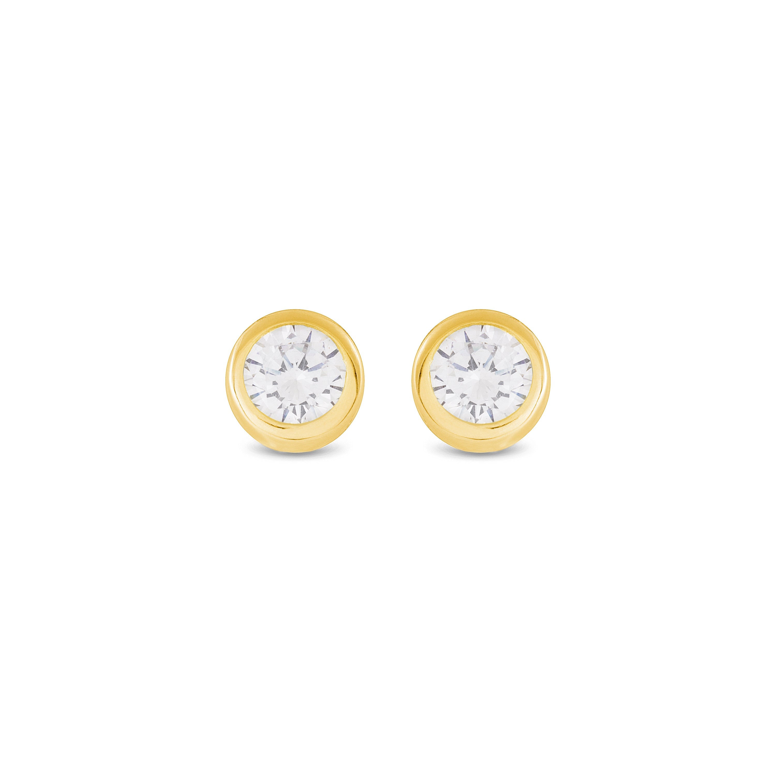 Boucles d'oreilles en argent sterling 925 avec zircon brillant, finies en or jaune 18K - Imrak