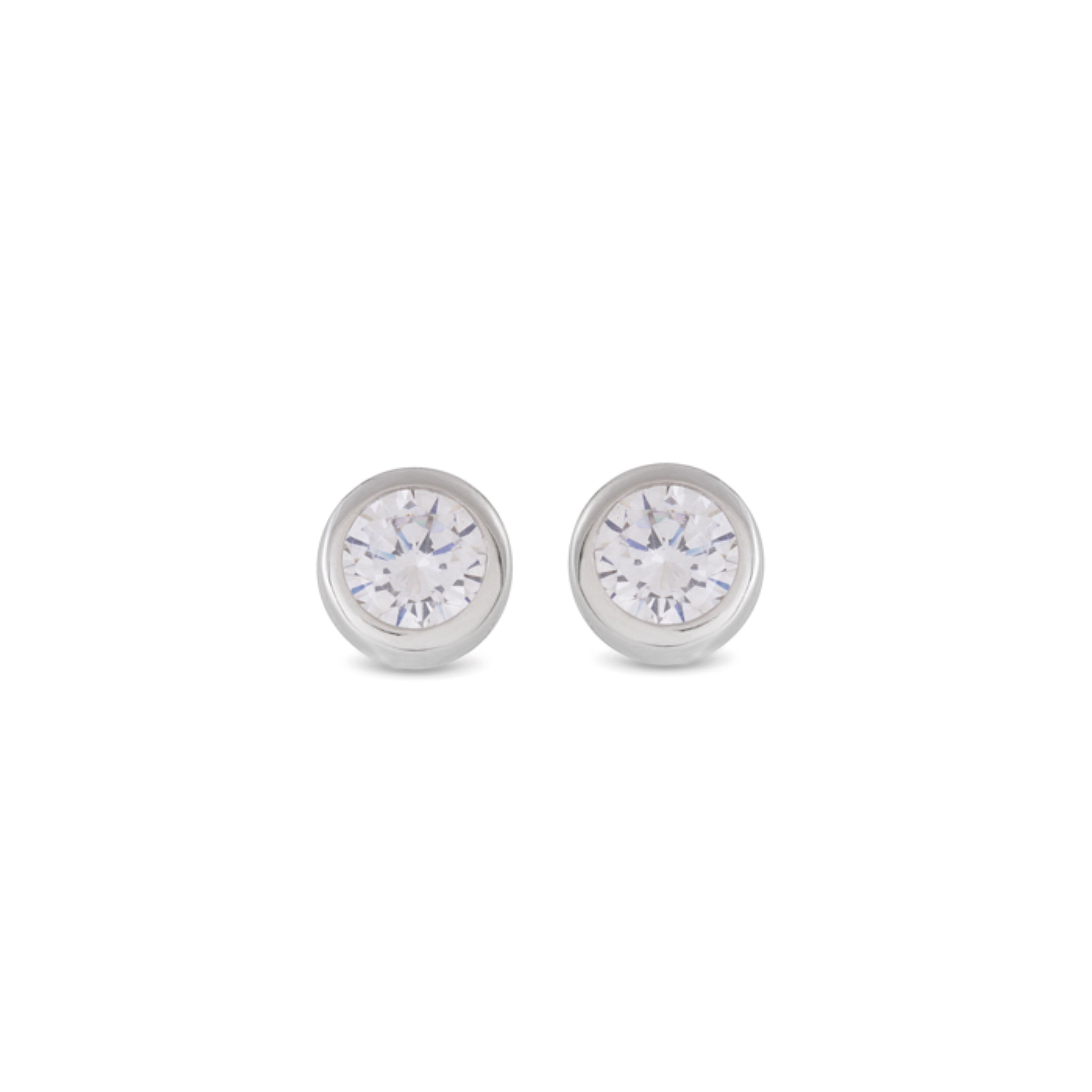 925 Sterling Silver Earrings with Brilliant Zirconia finished in Rhodium - Imrak