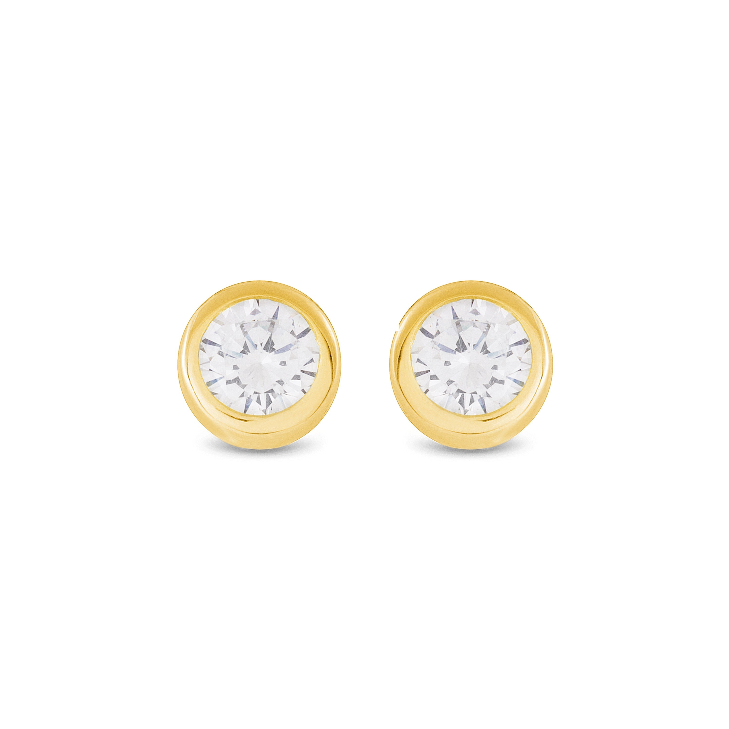 925 Sterling Silver Earrings with Brilliant Zirconia finished in 18K yellow gold - Imrak