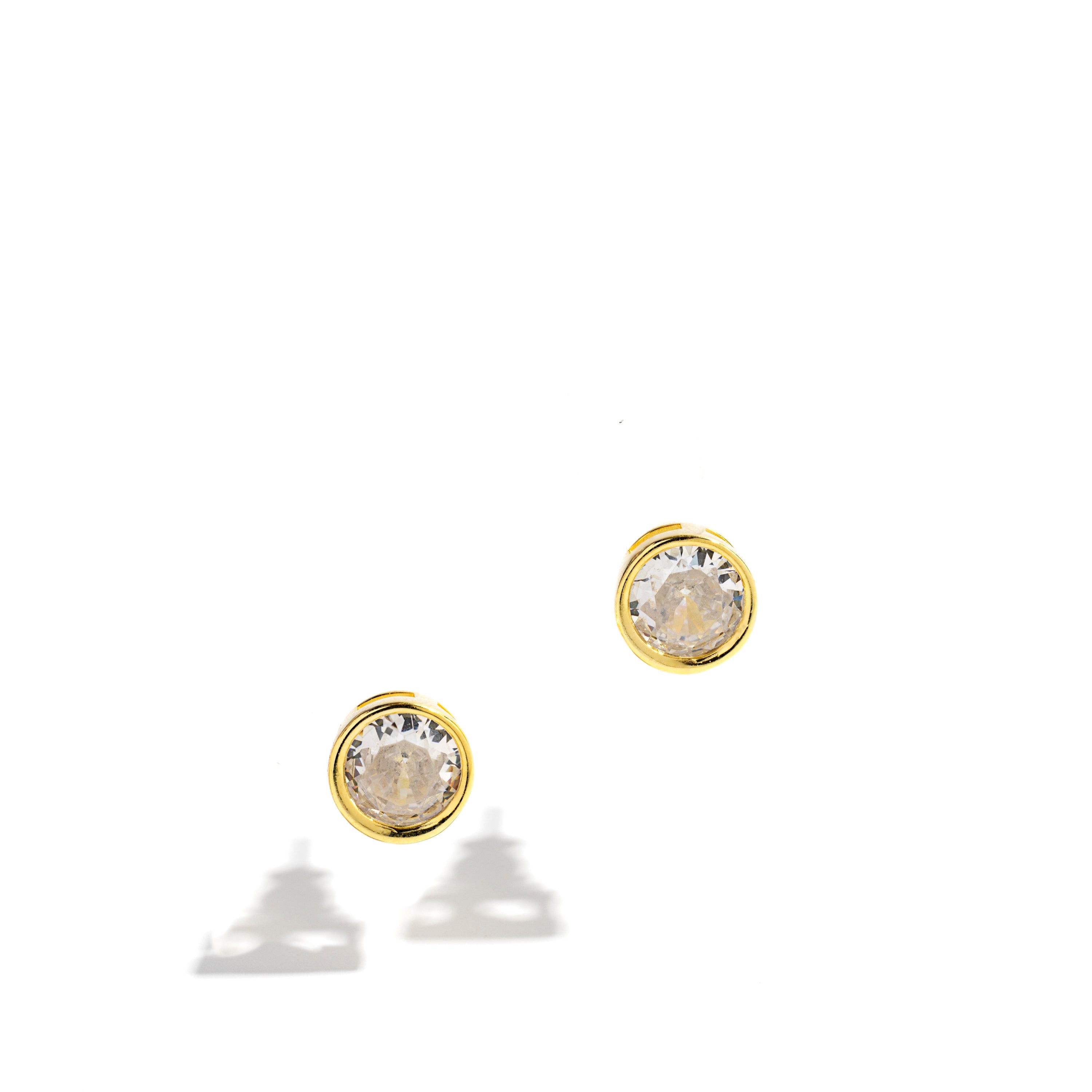 925 Sterling Silver Earrings with Brilliant Zirconia finished in 18K yellow gold - Imrak