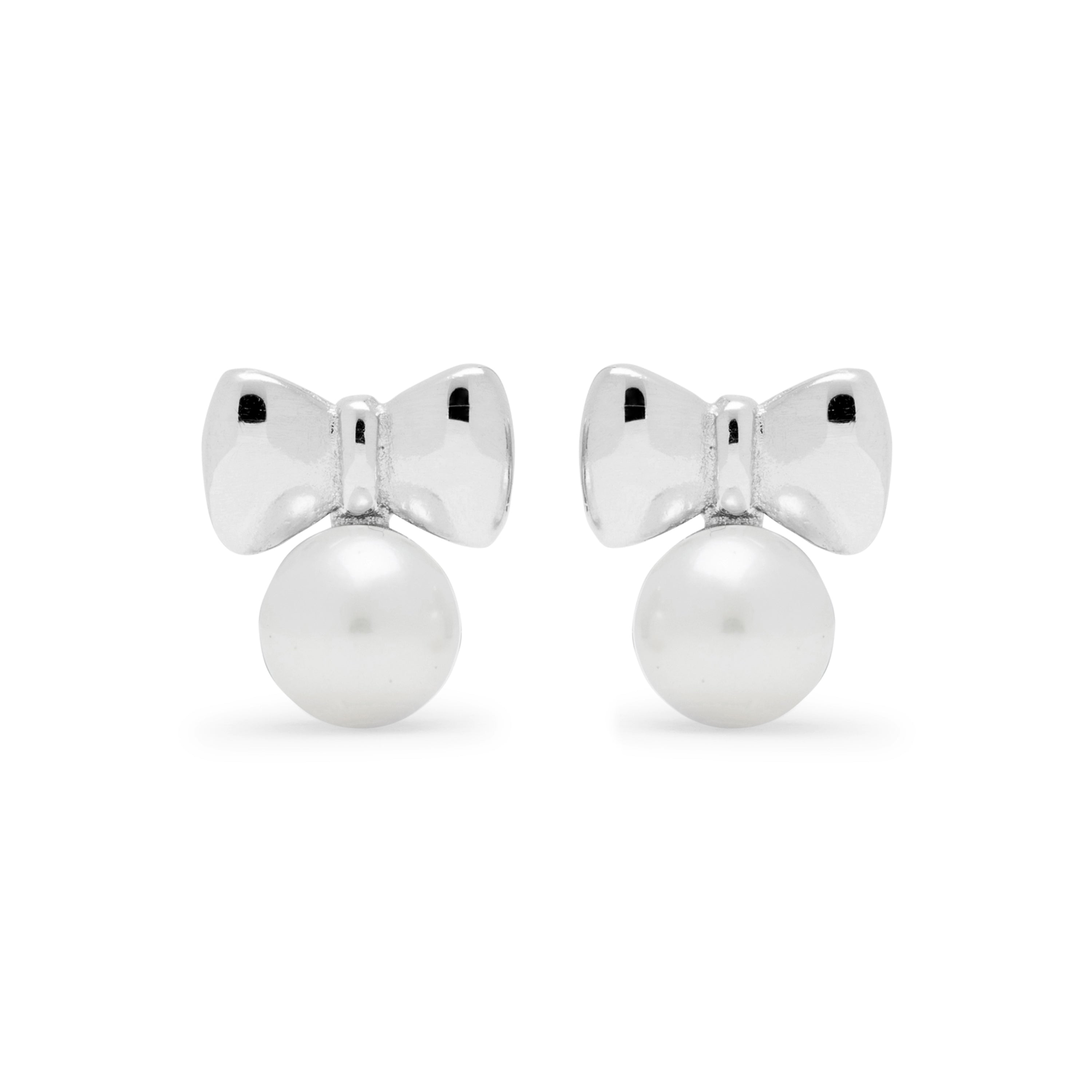 Orecchini in Argento Sterling 925 con Perla Bianca finiti in rodio - Bolmash