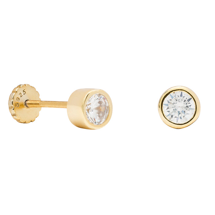 Boucles d'oreilles en argent sterling 925 avec zircon brillant, finies en or jaune 18K - Shiri