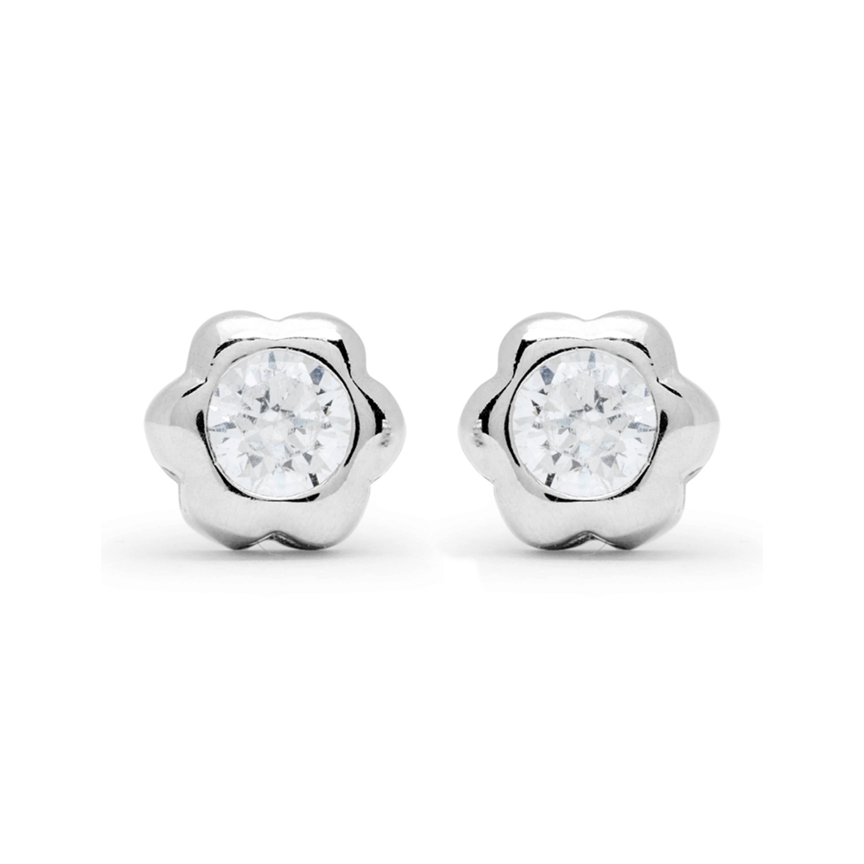 925 Sterling Silver Earrings with Brilliant Zirconia finished in Rhodium - Kaiwu