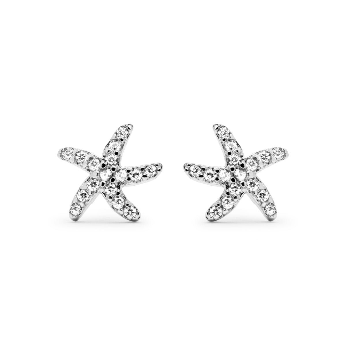 925 Sterling Silver Earrings with Brilliant Zirconia finished in Rhodium - Lamya