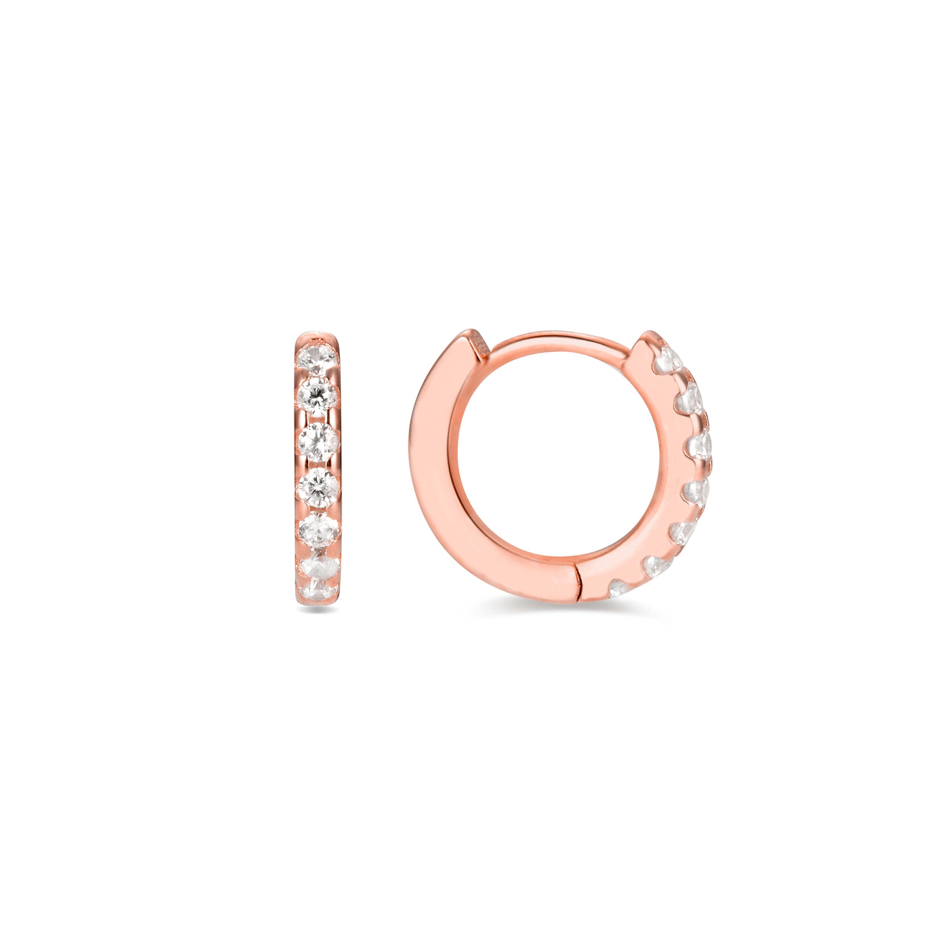 Boucles d'oreilles en argent sterling 925 avec zircon brillant, finies en or rose 18K - Meri