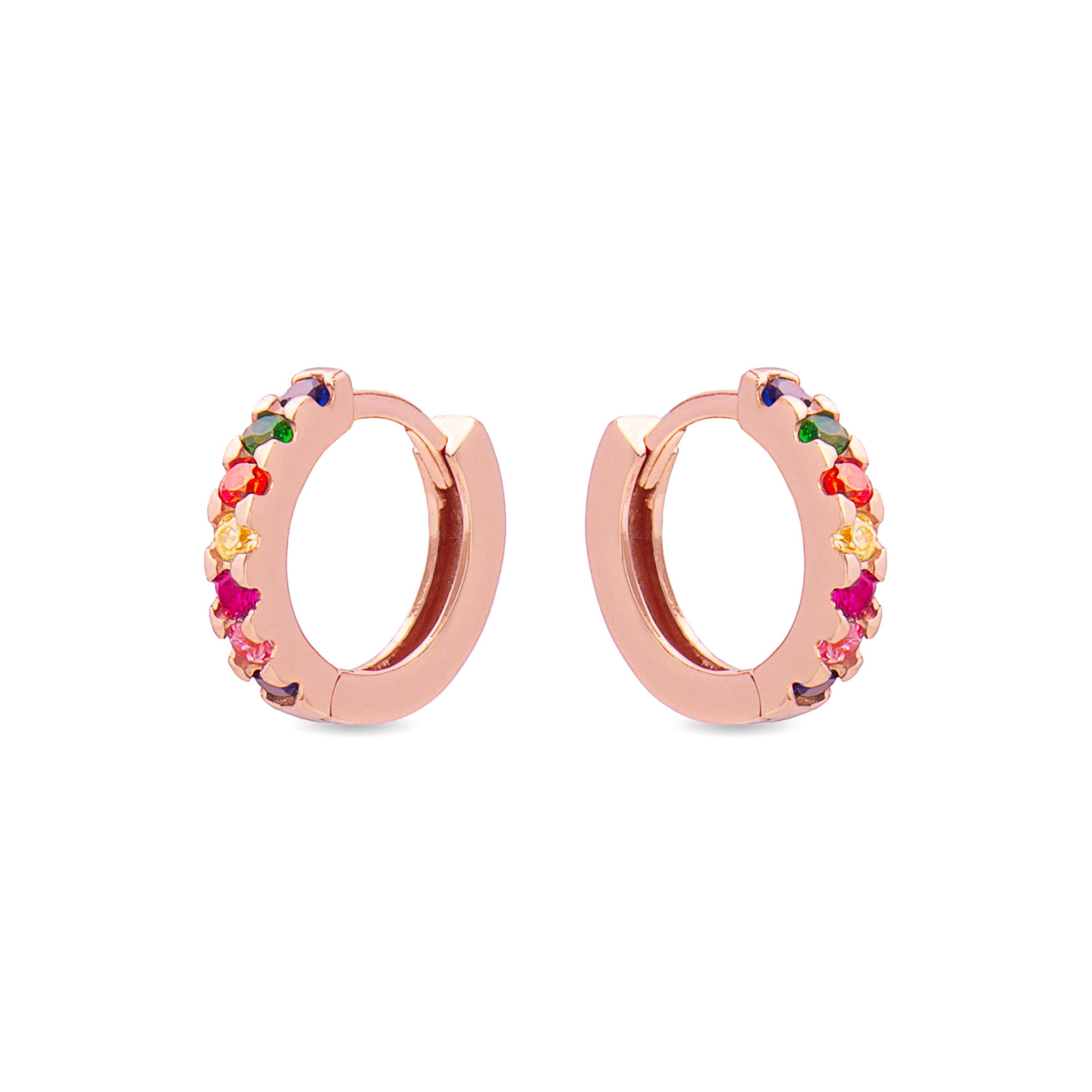 925 Sterling Zilveren Oorbellen met Multicolor Zirkonia afgewerkt in rhodium - Meri