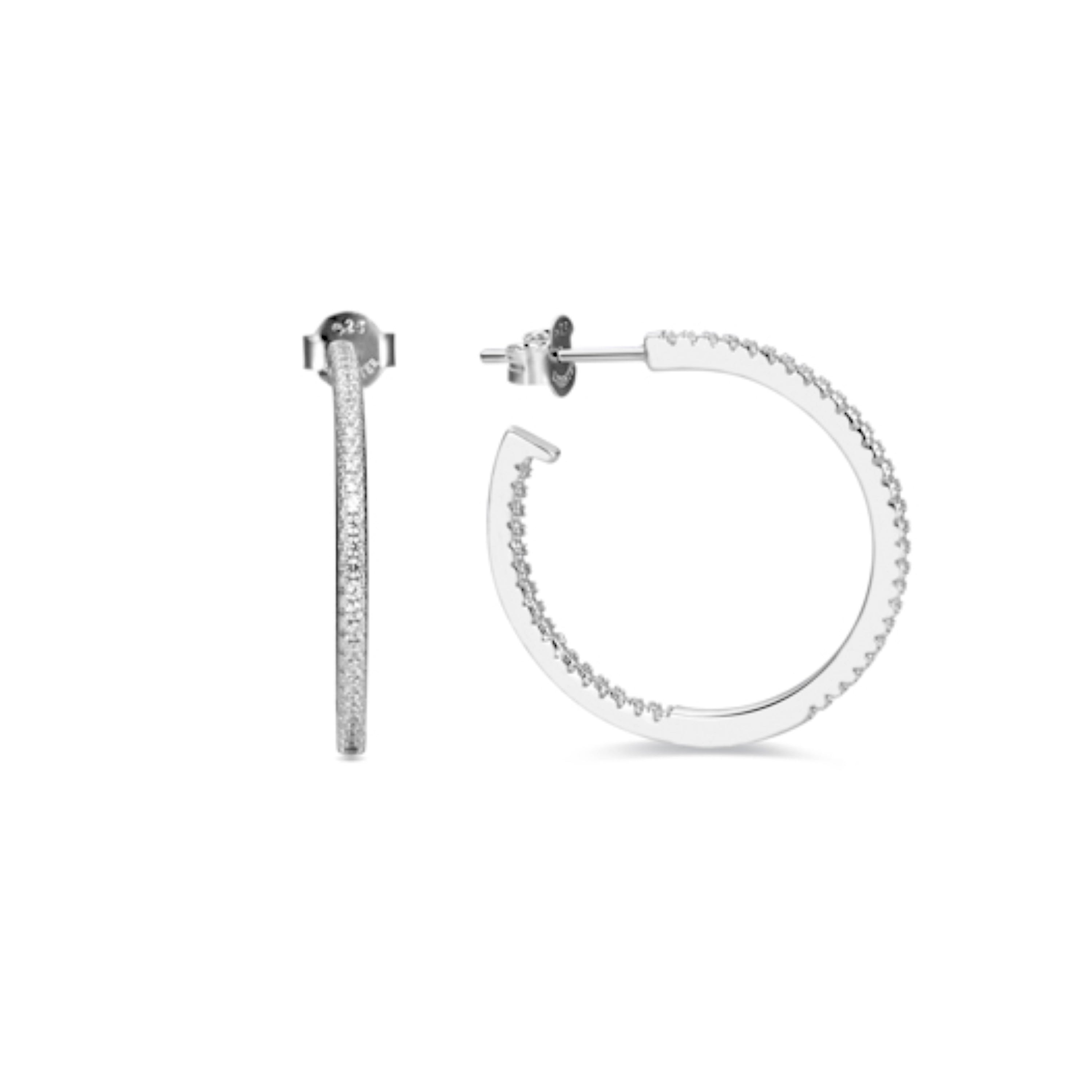 925 Sterling Silver Earrings with Brilliant Zirconia finished in Rhodium - Xoma