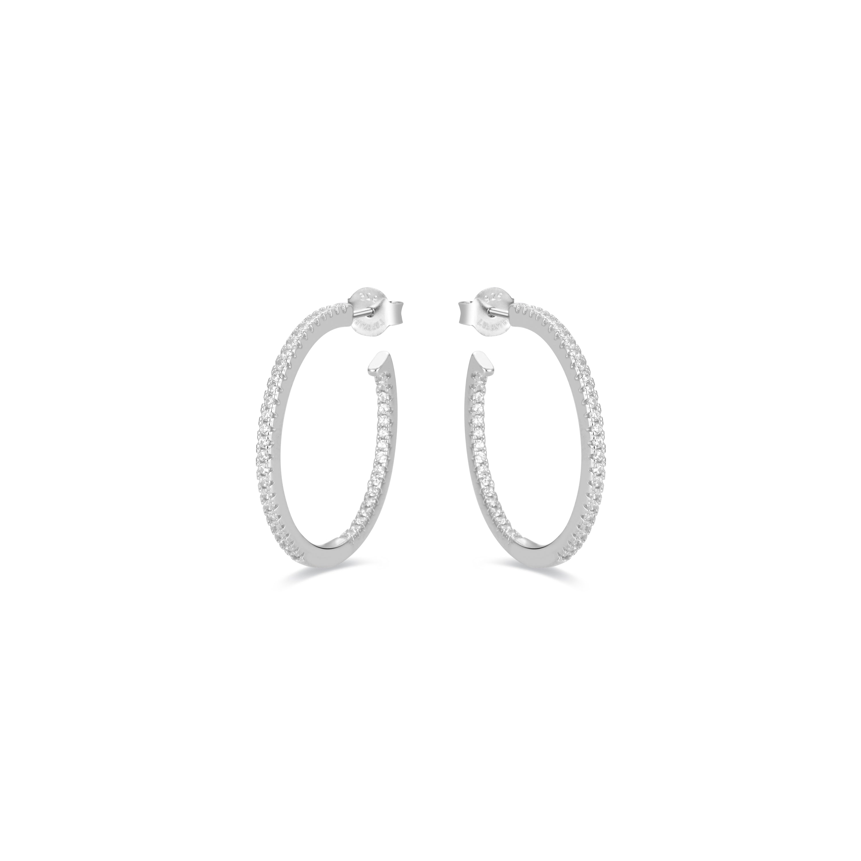 925 Sterling Silver Earrings with Brilliant Zirconia finished in Rhodium - Xoma