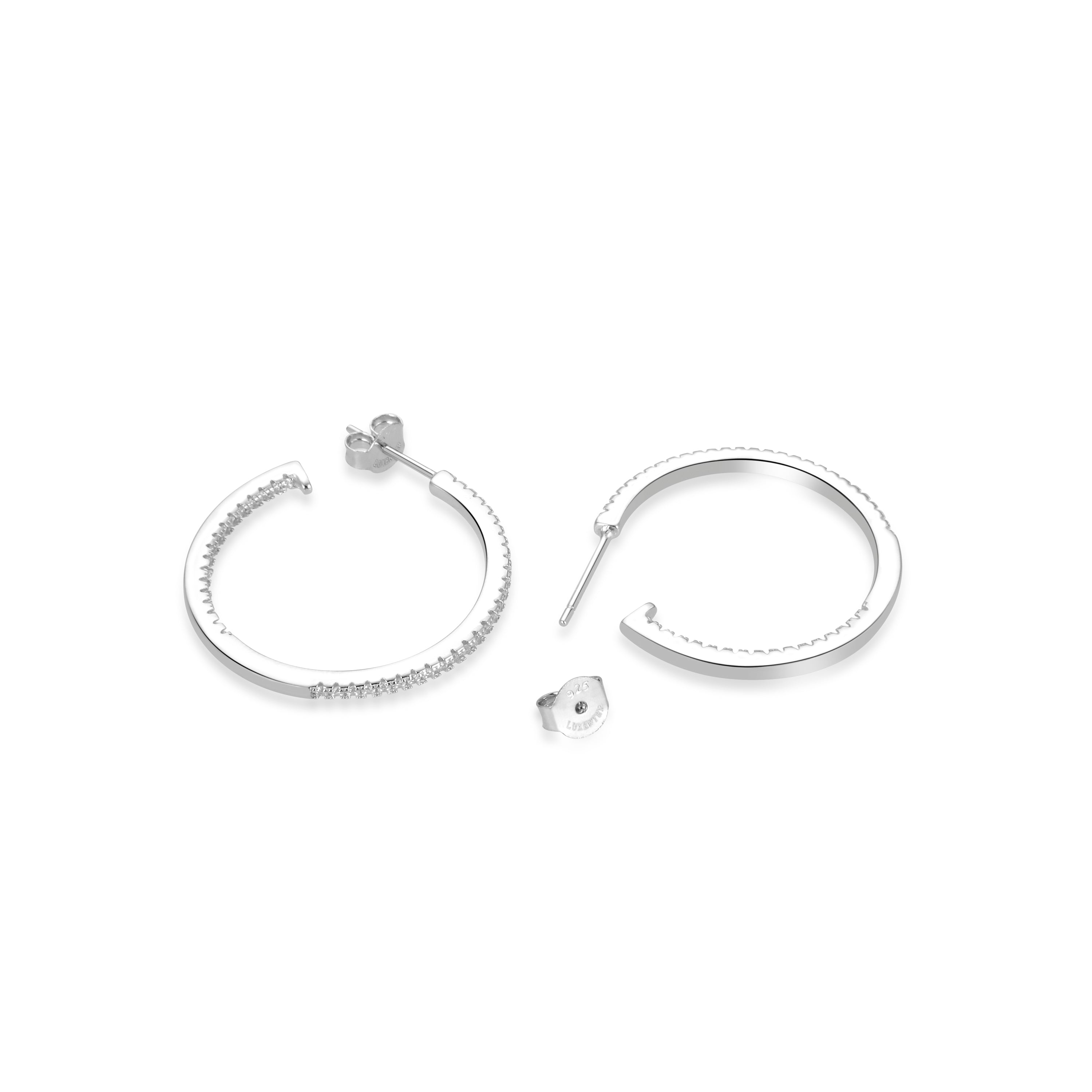 925 Sterling Silver Earrings with Brilliant Zirconia finished in Rhodium - Xoma