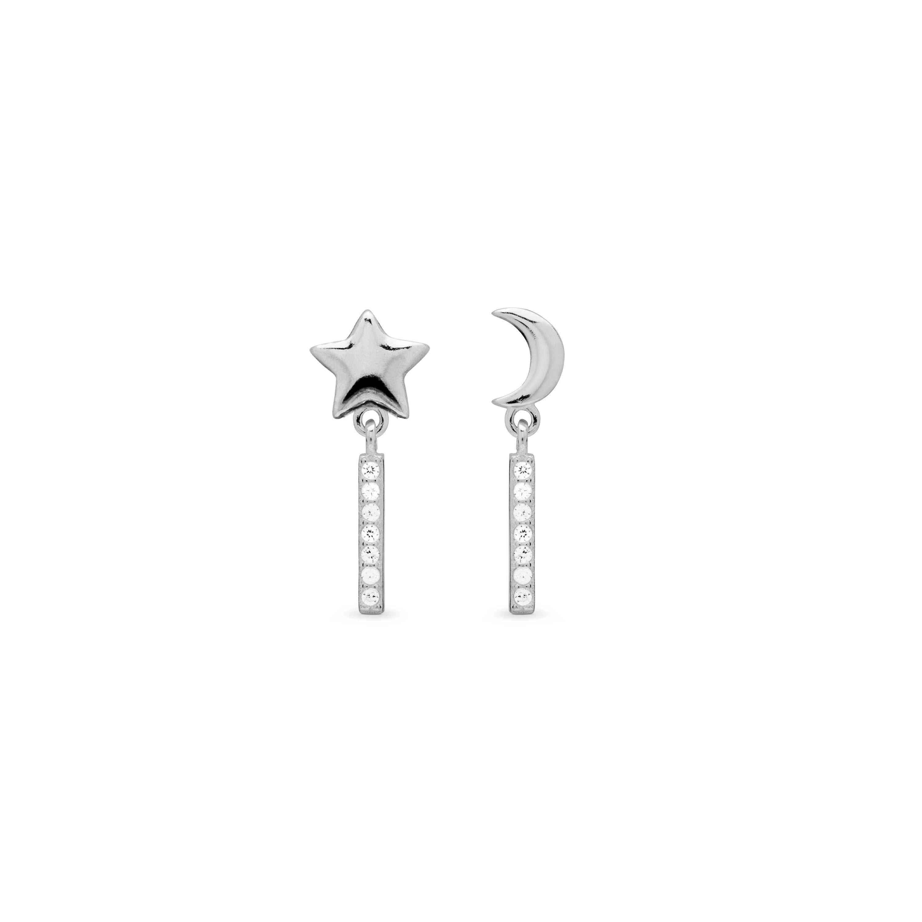 Orecchini in Argento Sterling 925 con Zirconia Brillante finiti in rodio - Nelan
