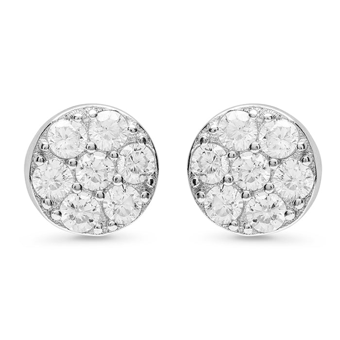 Orecchini in Argento Sterling 925 con Zirconia Cubica brillanti finiti in rodio - Circle