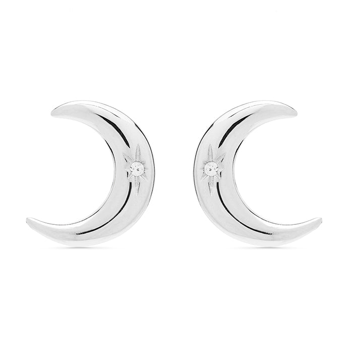 925 Sterling Silver Earrings with Brilliant Zirconia finished in Rhodium - Sonson