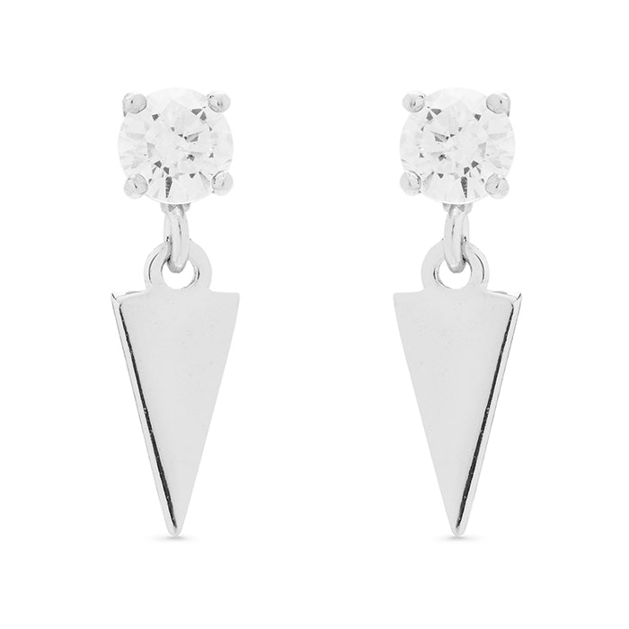 925 Sterling Silver Earrings with Brilliant Zirconia finished in Rhodium - Inbrand