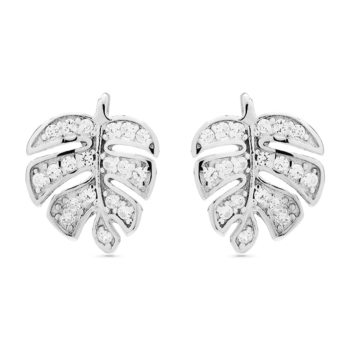925 Sterling Silver Earrings with Brilliant Zirconia finished in Rhodium - Winethor