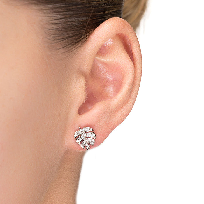 925 Sterling Silver Earrings with Brilliant Zirconia finished in Rhodium - Winethor