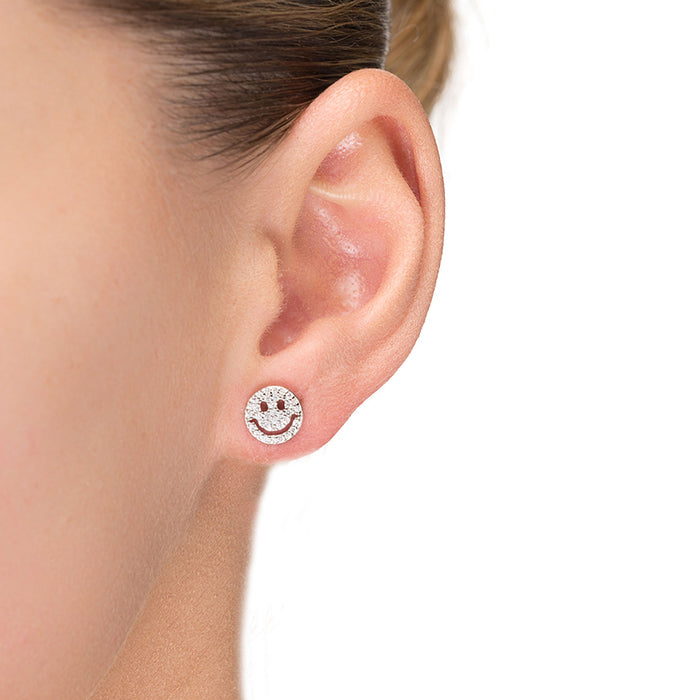 Orecchini in Argento Sterling 925 con Zirconia Brillante finiti in rodio - Ceolald