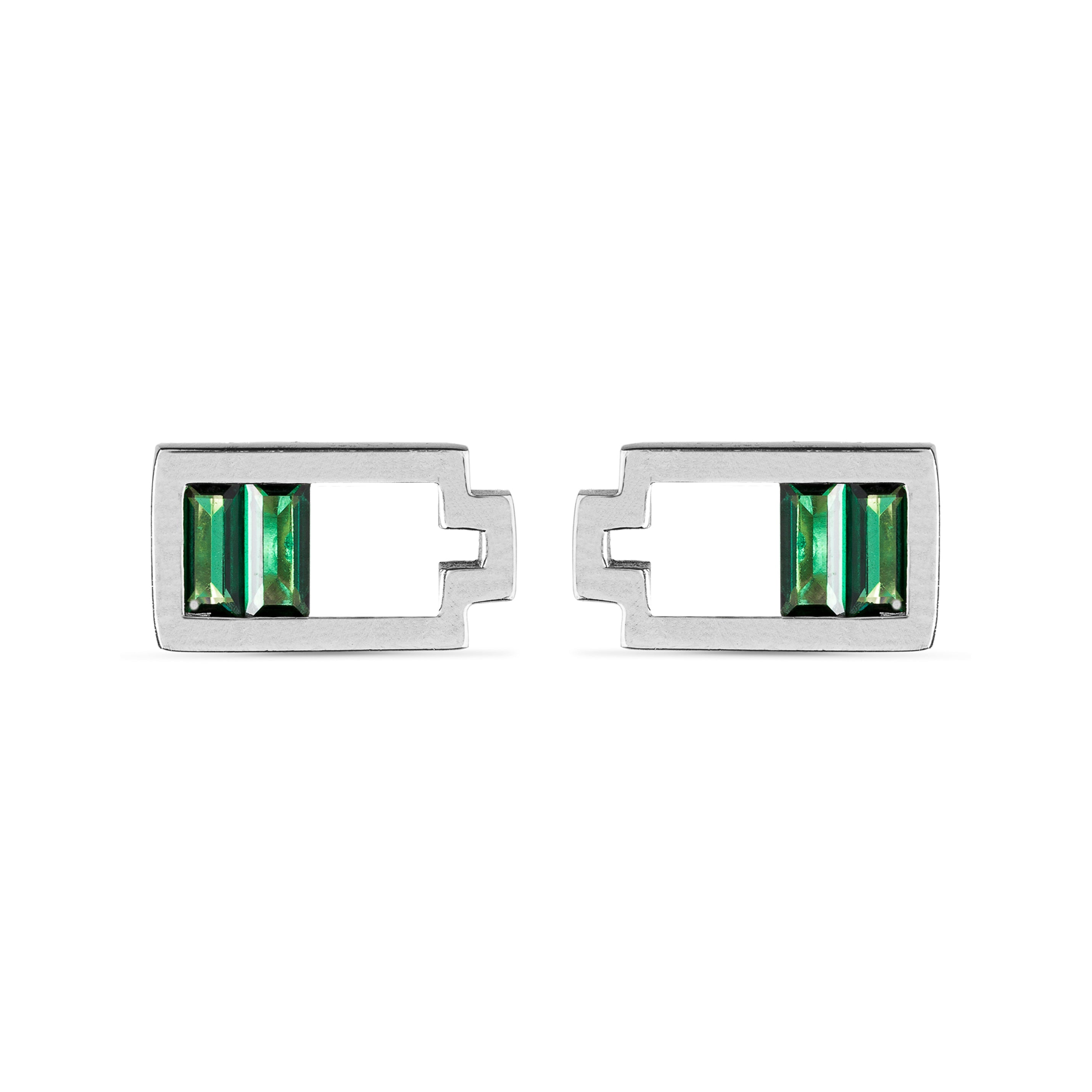 Orecchini in Argento Sterling 925 con Zirconia Verde finiti in rodio - Egarna