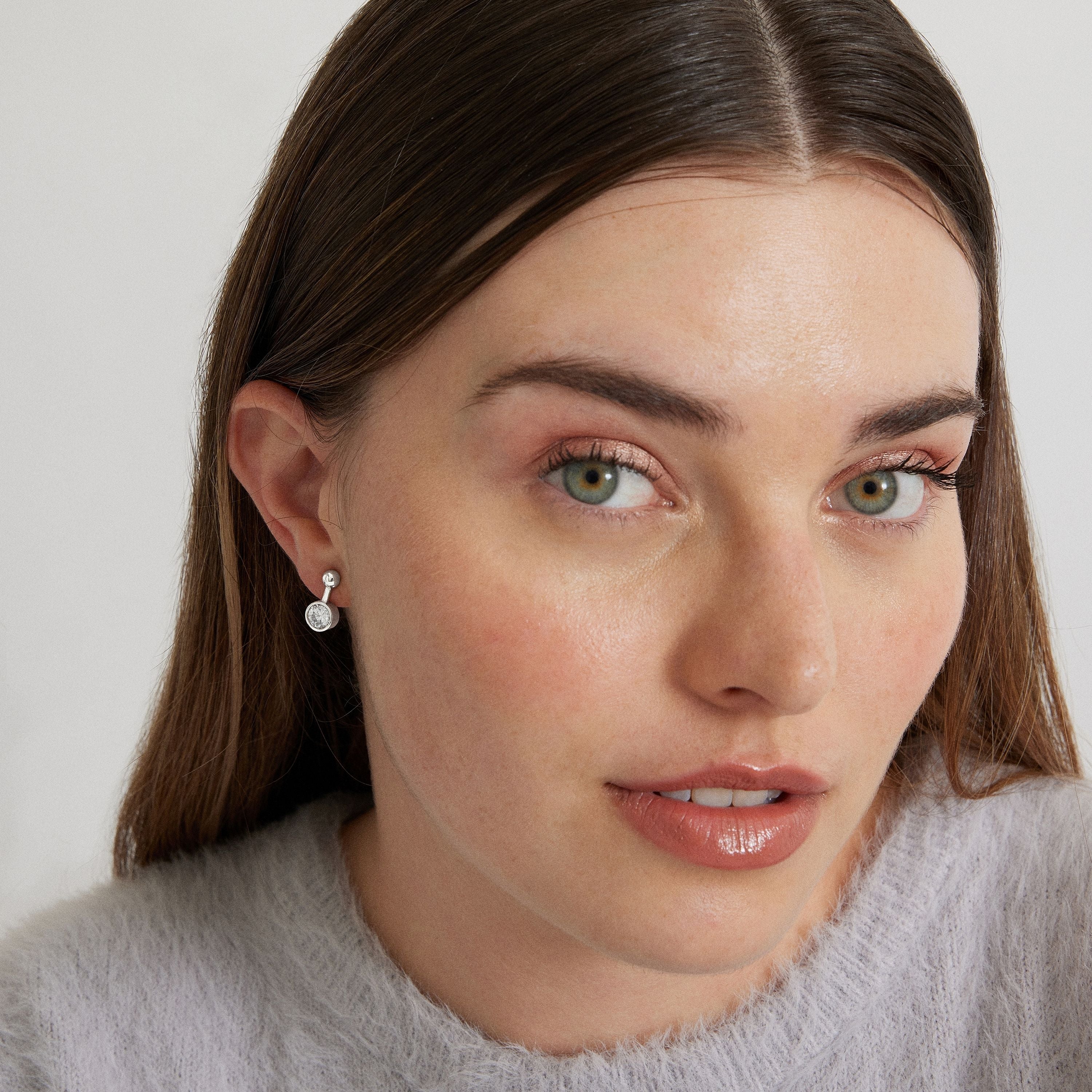 925 Sterling Silver Earrings with Brilliant Zirconia finished in rhodium - Wigadel
