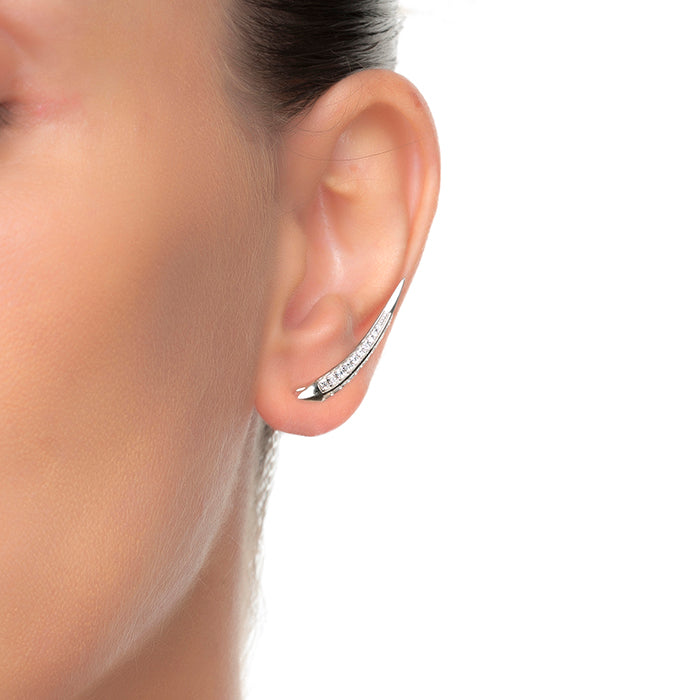 925 Sterling Silver Earrings with Brilliant Zirconia finished in Rhodium - Kimsung