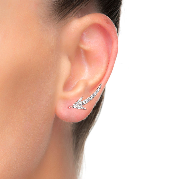 925 Sterling Silver Earrings with Brilliant Zirconia finished in rhodium - Seanmae