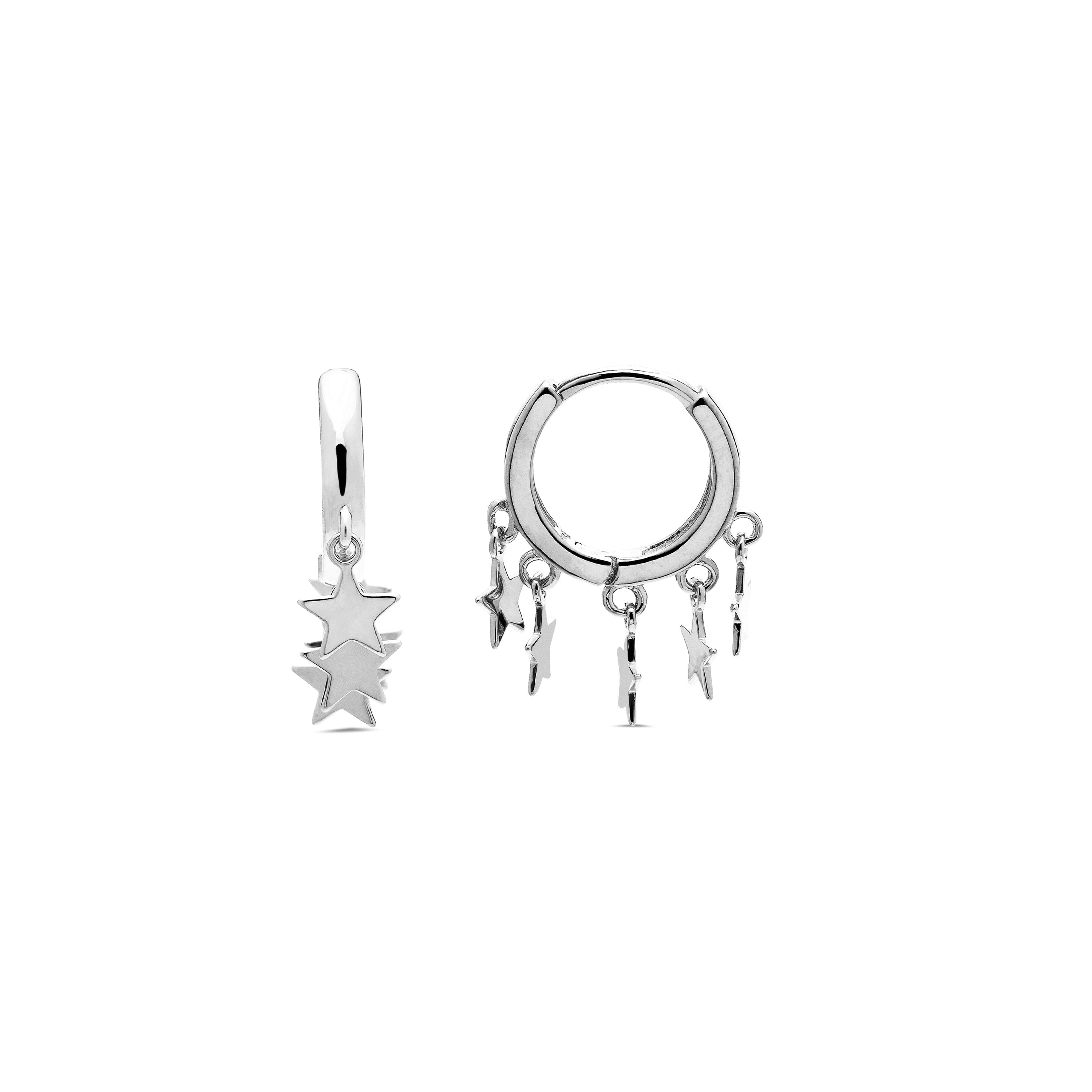 Boucles d'oreilles en argent sterling 925 finies en rhodium - Ruthcia