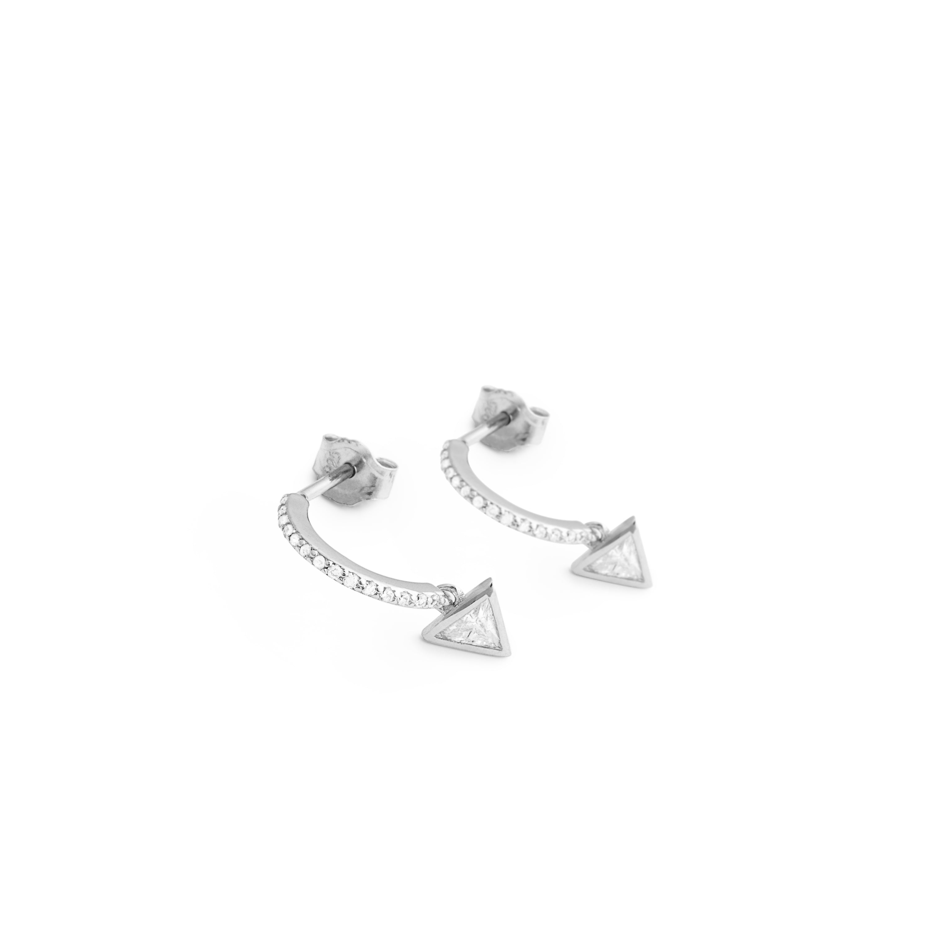 925 Sterling Silver Earrings with Brilliant Zirconia finished in Rhodium - Tacon